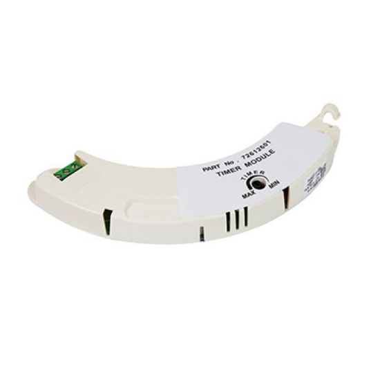 Airflow adjustable timer module for electrical lighting, white curved design, close-up