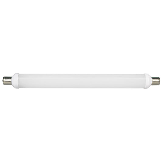 LED tube light with white casing and metal end caps for energy-efficient lighting