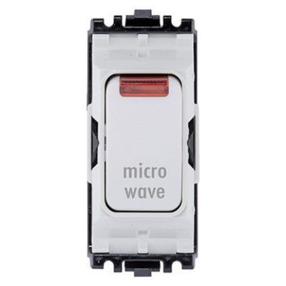 White double pole grid switch with neon indicator marked 'microwave', electrical accessory
