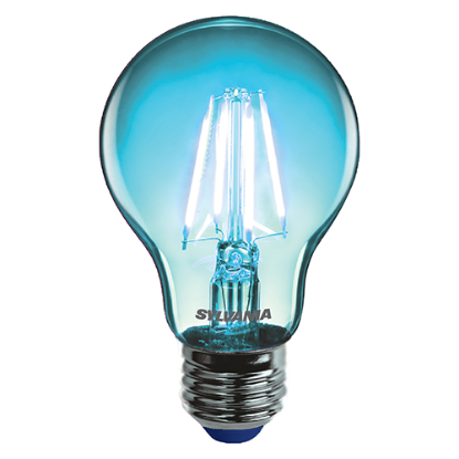 Blue retro A60 LED light bulb with E27 screw base for home lighting