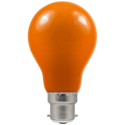 Amber LED light bulb with bayonet cap base for electrical lighting