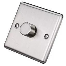 eurolite Eurolite 400W 1 Gang 2 Way Dimmer Switch Satin Stainless Steel - eurolite Eurolite 400W 1 Gang 2 Way Dimmer Switch Satin Stainless Steel