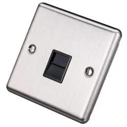 eurolite Eurolite 1 Gang Master Telephone Socket Black Insert Satin Stainless Steel - eurolite Eurolite 1 Gang Master Telephone Socket Black Insert Satin Stainless Steel