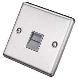 eurolite Eurolite 1 Gang Master Telephone Socket Grey Insert Satin Stainless Steel - eurolite Eurolite 1 Gang Master Telephone Socket Grey Insert Satin Stainless Steel