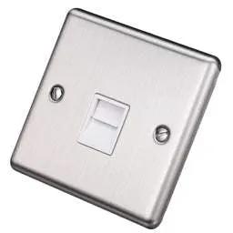 eurolite Eurolite 1 Gang Master Telephone Socket White Insert Satin Stainless Steel - eurolite Eurolite 1 Gang Master Telephone Socket White Insert Satin Stainless Steel