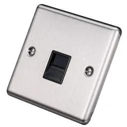 eurolite Eurolite 1 Gang Slave Telephone Socket Black Insert Satin Stainless Steel - eurolite Eurolite 1 Gang Slave Telephone Socket Black Insert Satin Stainless Steel