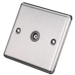 eurolite Eurolite 1 Gang Coaxial Socket Grey Insert Satin Stainless Steel - eurolite Eurolite 1 Gang Coaxial Socket Grey Insert Satin Stainless Steel