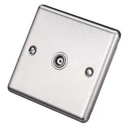 eurolite Eurolite 1 Gang Coaxial Socket White Insert Satin Stainless Steel - eurolite Eurolite 1 Gang Coaxial Socket White Insert Satin Stainless Steel
