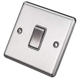eurolite Eurolite 20A DP Switch Grey Insert Satin Stainless Steel - eurolite Eurolite 20A DP Switch Grey Insert Satin Stainless Steel