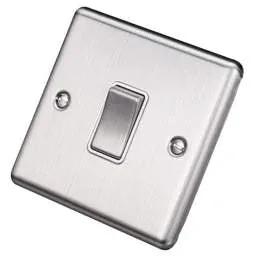 eurolite Eurolite 20A DP Switch White Insert Satin Stainless Steel - eurolite Eurolite 20A DP Switch White Insert Satin Stainless Steel
