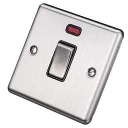 eurolite Eurolite 20A DP Switch with Neon Black Insert Satin Stainless Steel - eurolite Eurolite 20A DP Switch with Neon Black Insert Satin Stainless Steel