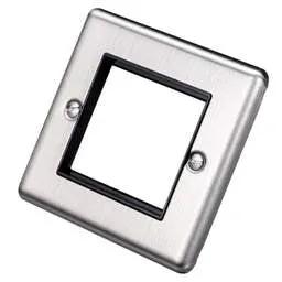 eurolite Eurolite 1 Gang 2 Module Front Plate Black Insert Satin Stainless Steel - eurolite Eurolite 1 Gang 2 Module Front Plate Black Insert Satin Stainless Steel