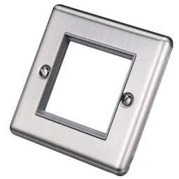 eurolite Eurolite 1 Gang 2 Module Front Plate Grey Insert Satin Stainless Steel - eurolite Eurolite 1 Gang 2 Module Front Plate Grey Insert Satin Stainless Steel