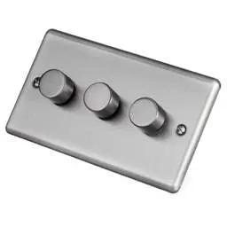 eurolite Eurolite 400W 3 Gang 2 Way Dimmer Switch Satin Stainless Steel - eurolite Eurolite 400W 3 Gang 2 Way Dimmer Switch Satin Stainless Steel