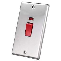 eurolite Eurolite 45A DP 2 Gang Vertical Switch with Neon Black Insert Satin Stainless Steel - eurolite Eurolite 45A DP 2 Gang Vertical Switch with Neon Black Insert Satin Stainless Steel