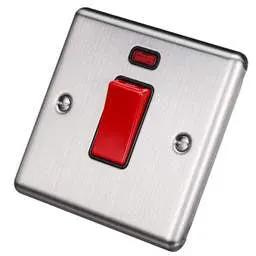 eurolite Eurolite 45A DP 1 Gang Switch with Neon Black Insert Satin Stainless Steel - eurolite Eurolite 45A DP 1 Gang Switch with Neon Black Insert Satin Stainless Steel