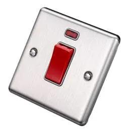 eurolite Eurolite 45A DP 1 Gang Switch with Neon Grey Insert Satin Stainless Steel - eurolite Eurolite 45A DP 1 Gang Switch with Neon Grey Insert Satin Stainless Steel