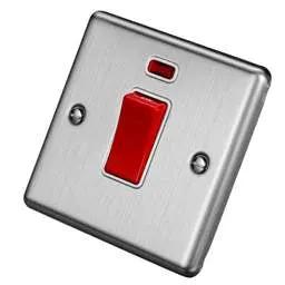 eurolite Eurolite 45A DP 1 Gang Switch with Neon White Insert Satin Stainless Steel - eurolite Eurolite 45A DP 1 Gang Switch with Neon White Insert Satin Stainless Steel