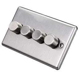 eurolite Eurolite 400W 4 Gang 2 Way Dimmer Switch Satin Stainless Steel - eurolite Eurolite 400W 4 Gang 2 Way Dimmer Switch Satin Stainless Steel