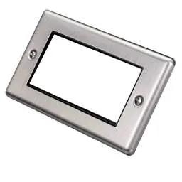 eurolite Eurolite 2 Gang 4 Module Front Plate Black Insert Satin Stainless Steel - eurolite Eurolite 2 Gang 4 Module Front Plate Black Insert Satin Stainless Steel