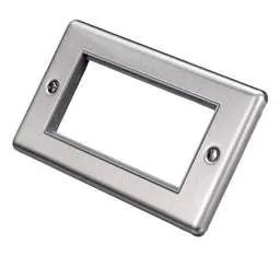 eurolite Eurolite 2 Gang 4 Module Front Plate Grey Insert Satin Stainless Steel - eurolite Eurolite 2 Gang 4 Module Front Plate Grey Insert Satin Stainless Steel