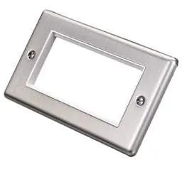 eurolite Eurolite 2 Gang 4 Module Front Plate White Insert Satin Stainless Steel - eurolite Eurolite 2 Gang 4 Module Front Plate White Insert Satin Stainless Steel