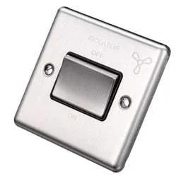 eurolite Eurolite 6A Triple Pole Fan Isolator Switch Black Insert Satin Stainless Steel - eurolite Eurolite 6A Triple Pole Fan Isolator Switch Black Insert Satin Stainless Steel
