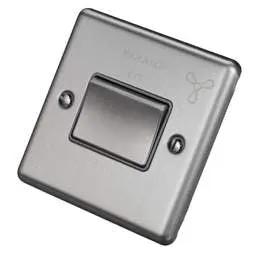 eurolite Eurolite 6A Triple Pole Fan Isolator Switch Grey Insert Satin Stainless Steel - eurolite Eurolite 6A Triple Pole Fan Isolator Switch Grey Insert Satin Stainless Steel