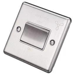 eurolite Eurolite 6A Triple Pole Fan Isolator Switch White Insert Satin Stainless Steel - eurolite Eurolite 6A Triple Pole Fan Isolator Switch White Insert Satin Stainless Steel