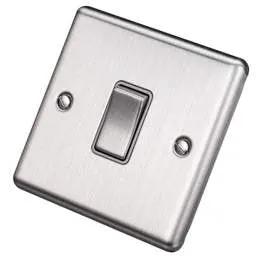 eurolite Eurolite 10A 1 Gang Intermediate Switch Grey Insert Satin Stainless Steel - eurolite Eurolite 10A 1 Gang Intermediate Switch Grey Insert Satin Stainless Steel