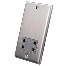 eurolite Eurolite Dual Voltage Shaver Socket Grey Insert Satin Stainless Steel - eurolite Eurolite Dual Voltage Shaver Socket Grey Insert Satin Stainless Steel