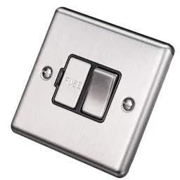 eurolite Eurolite 13A DP Switched Fused Spur Black Insert Satin Stainless Steel - eurolite Eurolite 13A DP Switched Fused Spur Black Insert Satin Stainless Steel