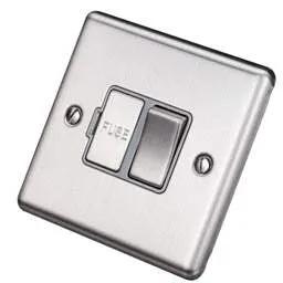 eurolite Eurolite 13A DP Switched Fused Spur Grey Insert Satin Stainless Steel - eurolite Eurolite 13A DP Switched Fused Spur Grey Insert Satin Stainless Steel