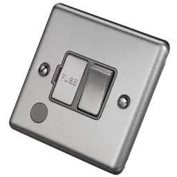 eurolite Eurolite 13A DP Switched Fused Spur with Flex Outlet Grey Insert Satin Stainless Steel - eurolite Eurolite 13A DP Switched Fused Spur with Flex Outlet Grey Insert Satin Stainless Steel