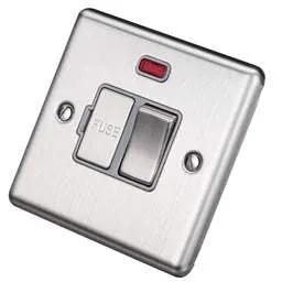 eurolite Eurolite 13A DP Switched Fused Spur with Neon Grey Insert Satin Stainless Steel - eurolite Eurolite 13A DP Switched Fused Spur with Neon Grey Insert Satin Stainless Steel