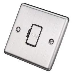 eurolite Eurolite 13A Unswitched Fused Spur Black Insert Satin Stainless Steel - eurolite Eurolite 13A Unswitched Fused Spur Black Insert Satin Stainless Steel
