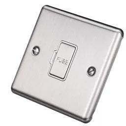 eurolite Eurolite 13A Unswitched Fused Spur White Insert Satin Stainless Steel - eurolite Eurolite 13A Unswitched Fused Spur White Insert Satin Stainless Steel