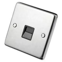 eurolite Eurolite 1 Gang Master Telephone Socket Black Insert Polished Stainless Steel - eurolite Eurolite 1 Gang Master Telephone Socket Black Insert Polished Stainless Steel