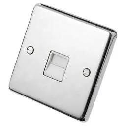 eurolite Eurolite 1 Gang Master Telephone Socket White Insert Polished Stainless Steel - eurolite Eurolite 1 Gang Master Telephone Socket White Insert Polished Stainless Steel