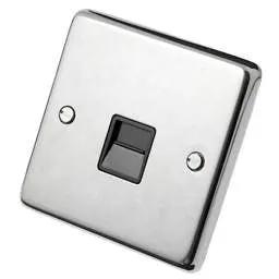 eurolite Eurolite 1 Gang Secondary Telephone Socket Black Insert Polished Stainless Steel - eurolite Eurolite 1 Gang Secondary Telephone Socket Black Insert Polished Stainless Steel