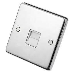 eurolite Eurolite 1 Gang Secondary Telephone Socket White Insert Polished Stainless Steel - eurolite Eurolite 1 Gang Secondary Telephone Socket White Insert Polished Stainless Steel