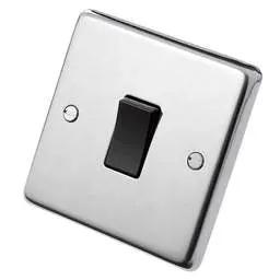 eurolite Eurolite 20A DP Switch Black Insert Polished Stainless Steel - eurolite Eurolite 20A DP Switch Black Insert Polished Stainless Steel