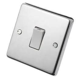 eurolite Eurolite 20A DP Switch White Insert Polished Stainless Steel - eurolite Eurolite 20A DP Switch White Insert Polished Stainless Steel