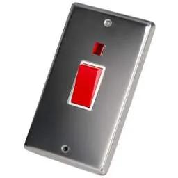 eurolite Eurolite 45A DP 2 Gang Vertical Switch with Neon White Insert Polished Stainless Steel - eurolite Eurolite 45A DP 2 Gang Vertical Switch with Neon White Insert Polished Stainless Steel