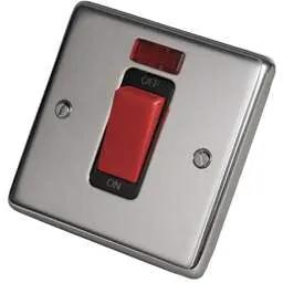 eurolite Eurolite 45A DP 1 Gang Switch with Neon Black Insert Polished Stainless Steel - eurolite Eurolite 45A DP 1 Gang Switch with Neon Black Insert Polished Stainless Steel
