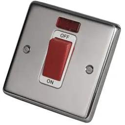 eurolite Eurolite 45A DP 1 Gang Switch with Neon White Insert Polished Stainless Steel - eurolite Eurolite 45A DP 1 Gang Switch with Neon White Insert Polished Stainless Steel