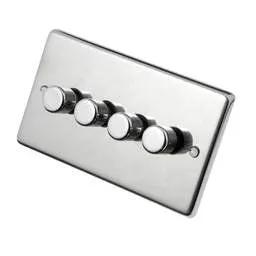 eurolite Eurolite 400W 4 Gang Dimmer Switch Polished Stainless Steel - eurolite Eurolite 400W 4 Gang Dimmer Switch Polished Stainless Steel