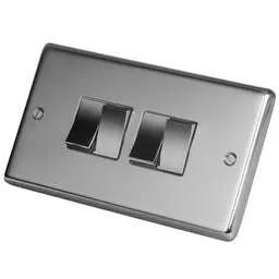 eurolite Eurolite 10A 4 Gang 2 Way Light Switch Polished Stainless Steel - eurolite Eurolite 10A 4 Gang 2 Way Light Switch Polished Stainless Steel
