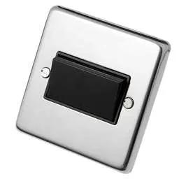 eurolite Eurolite 10A Triple Pole Fan Isolator Black Insert Polished Stainless Steel - eurolite Eurolite 10A Triple Pole Fan Isolator Black Insert Polished Stainless Steel