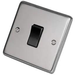eurolite Eurolite 20A 1 Gang Intermediate Switch Black Insert Polished Stainless Steel - eurolite Eurolite 20A 1 Gang Intermediate Switch Black Insert Polished Stainless Steel